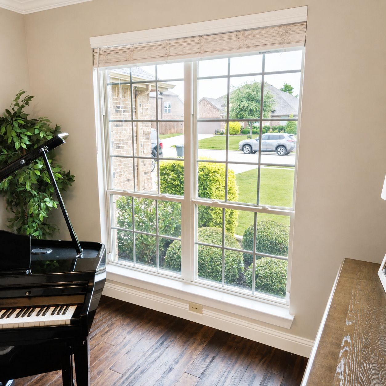 Residential window tinting project on a modern home