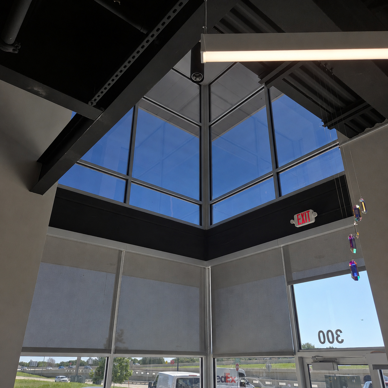 Commercial building with tinted windows
